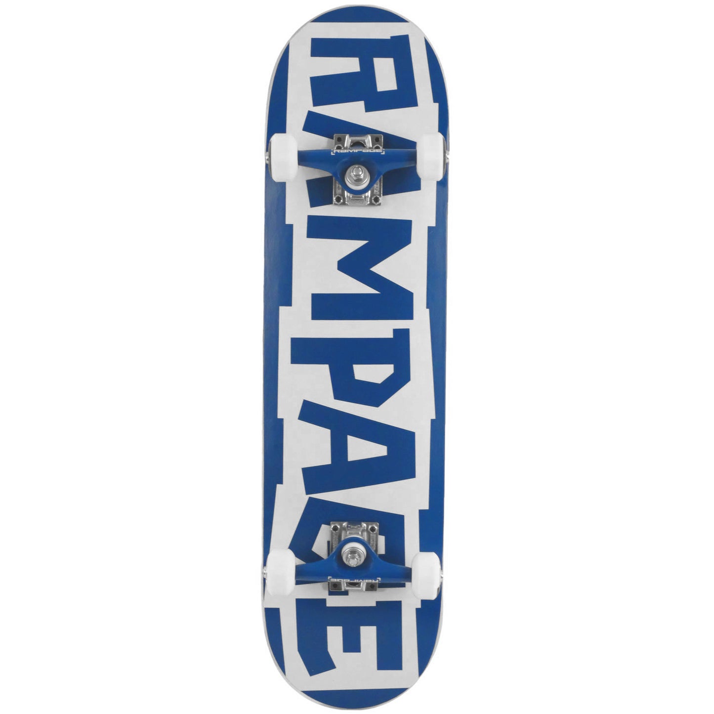 Rampage Block Logo Complete Skateboard - Blue/White 8''